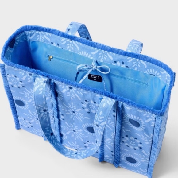 Roller Rabbit Light Blue Floral Ruffle Tote - Picture 2 of 5